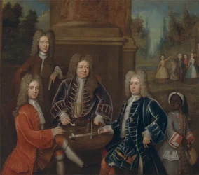 Elihu Yale, il 2º Duca del Devonshire, Lord James Cavendish, Mr. Tunstal e un paggio